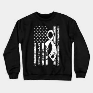 Child Abuse Awareness USA Flag Crewneck Sweatshirt